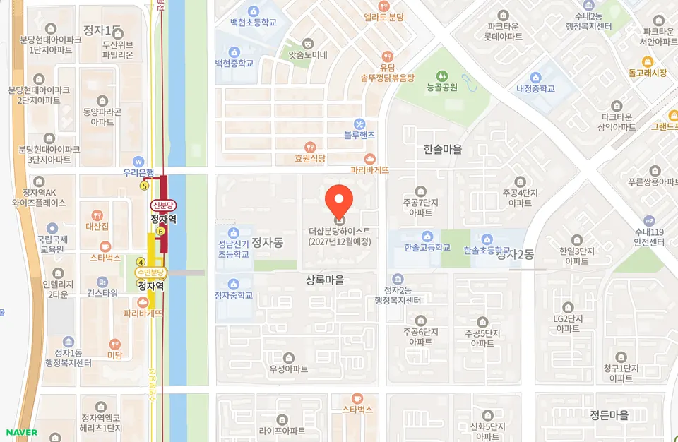 더샵 분당하이스트 위치 지도, 성남시 분당구 정자동