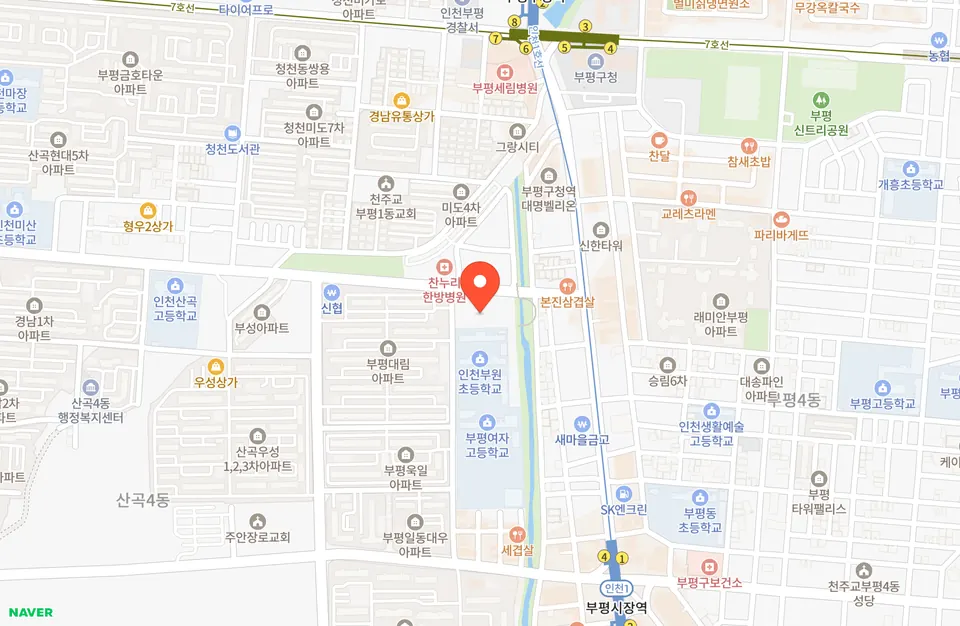 인천부평 도시재생뉴딜 행복주택 위치 지도, 인천부원초등학교 북쪽